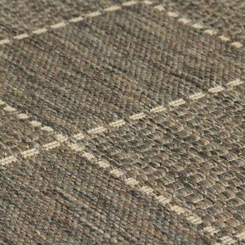 Checked Flatweave Anti Slip Kitchen Rugs in Brown Grey