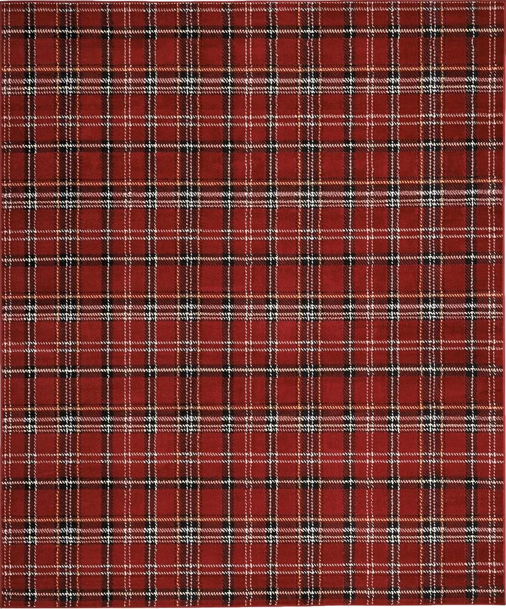 Nourison Grafix Red 7'10" x 9'10" Area -Rug, Modern, Plaid, Bed Room, Living Room, Dining Room, Kitchen, Easy -Cleaning, Non Shedding, (8' x 10') - 7′10″x9′10″