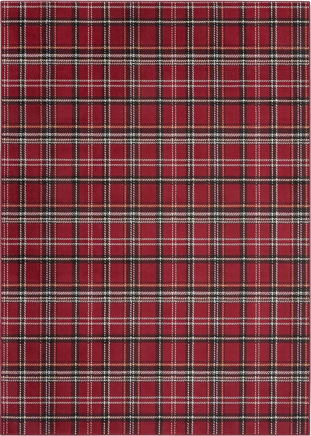 Nourison Grafix Red 7' x 10' Area-Rug, Modern, Plaid, Bed Room, Living Room, Dining Room, Kitchen, Easy-Cleaning, Non Shedding (7x10) - 7′0″x10′0″