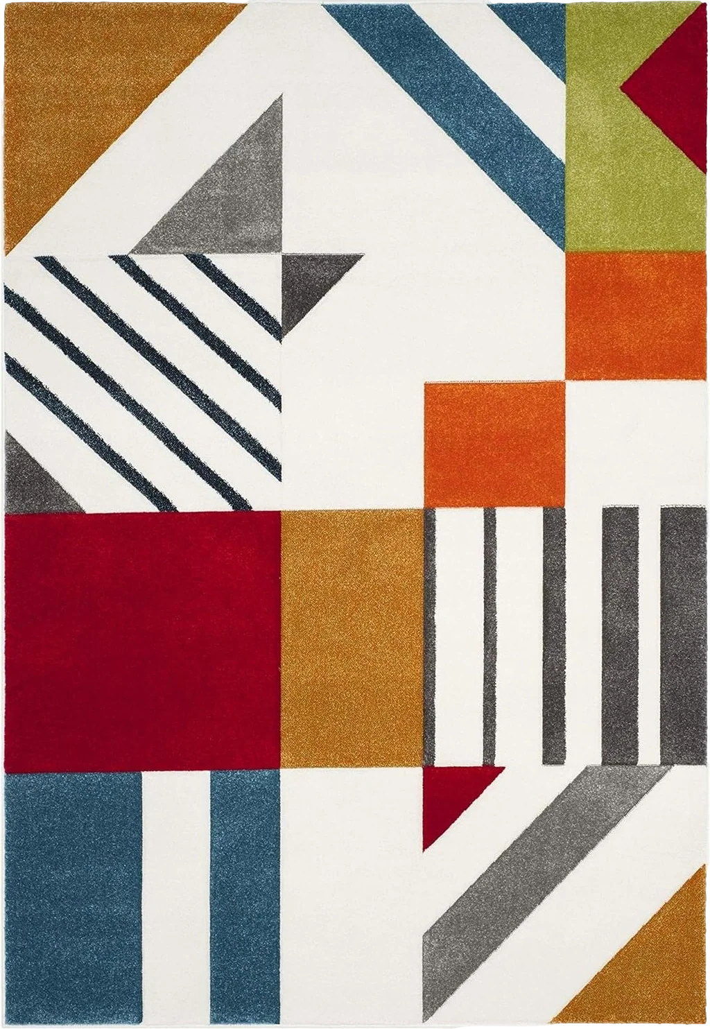 SAFAVIEH Hollywood Collection Area Rug - 5'3" x 7'6", Ivory & Peacock Blue, Mid-Century Modern Design, Non-Shedding & Easy Care, Ideal for High Traffic Areas in Living Room, Bedroom (HLW709B) - 5′3″x7′6″