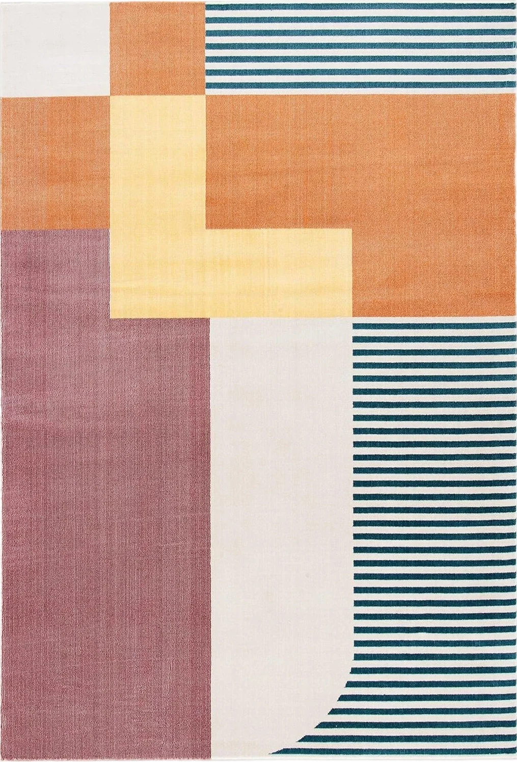 SAFAVIEH Orwell Collection Area Rug - 8' x 10', Rust & Yellow, Mid-Century Modern Abstract Design, Non-Shedding & Easy Care, Ideal for High Traffic Areas in Living Room, Bedroom (ORW368P) - 8′0″x10′0″