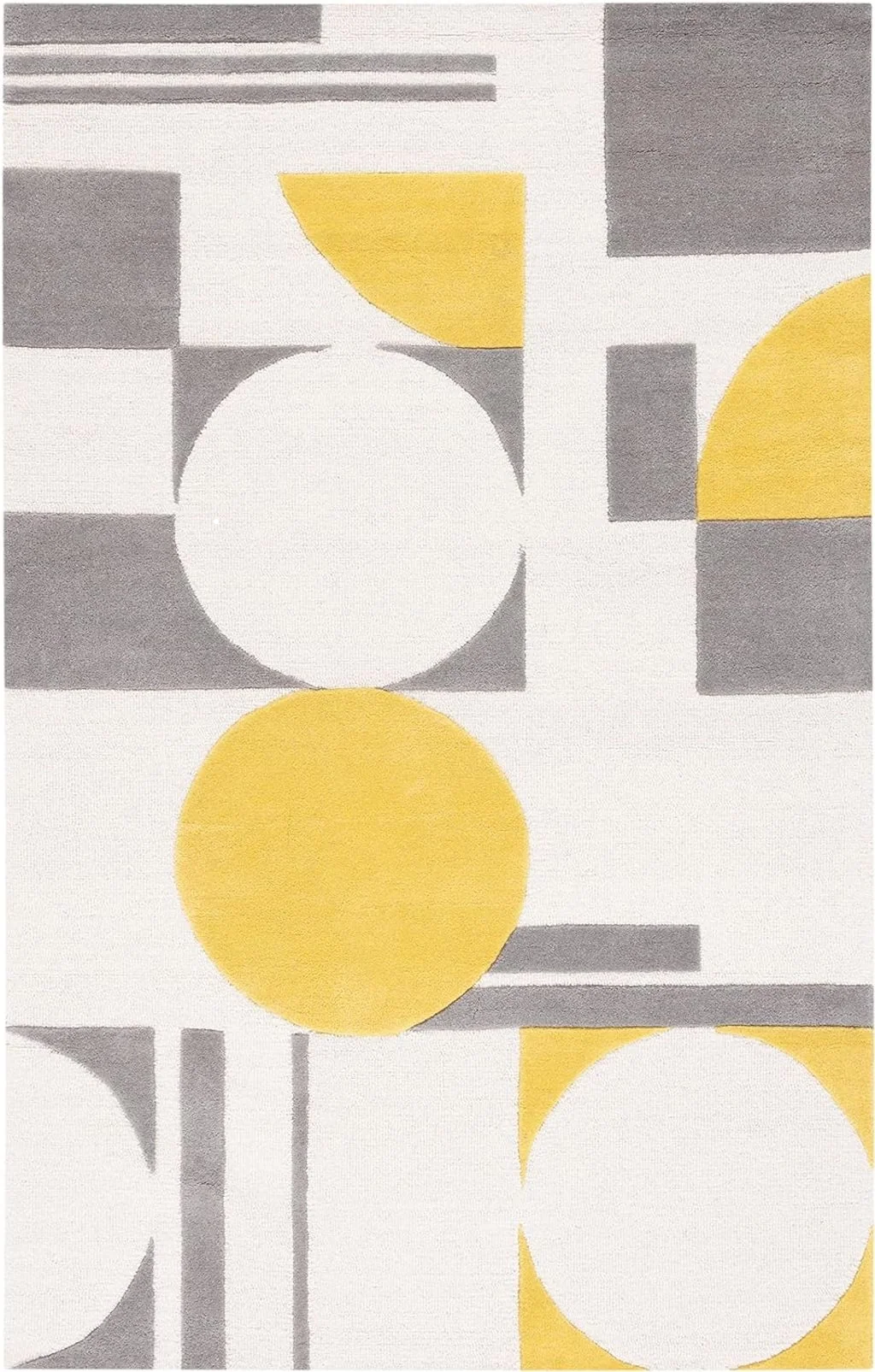 SAFAVIEH Rodeo Drive Collection Area Rug - 8' x 10', Grey & Gold, Handmade Mid-Century Modern Abstract Wool, Ideal for High Traffic Areas in Living Room, Bedroom (RD856D) - 8′0″x10′0″