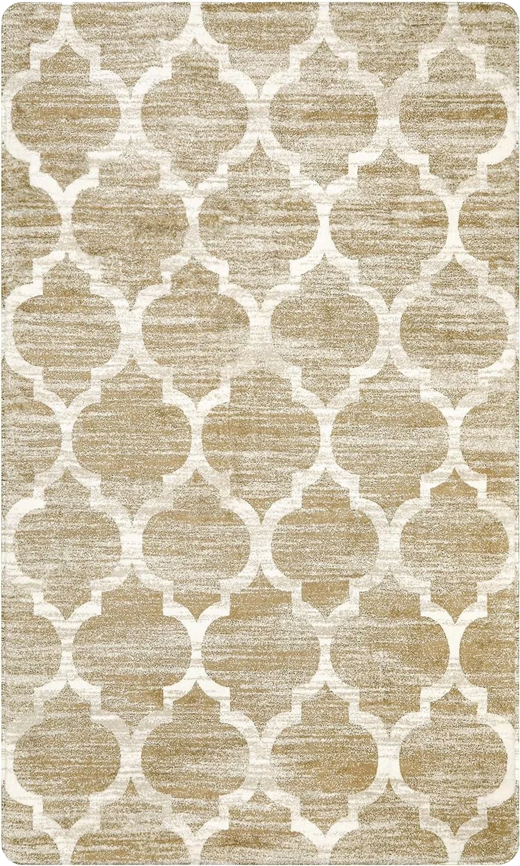 Lahome Moroccan Washable Living Room Carpet - 3x5 Area Rugs for Bedroom Aesthetic Non-Slip Throw Office Kitchen Rug Taupe Print Distressed Indoor Floor Carpet for Bathroom Laundry Room Dining Room - 3′0″x5′0″