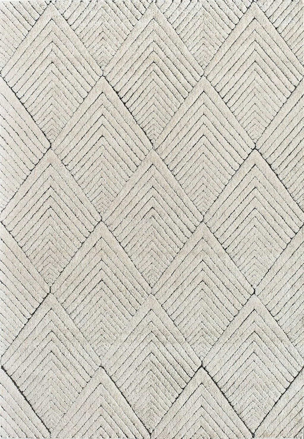 CosmoLiving by Cosmopolitan Chanai CN30A Alabaster Geometric Contemporary Area Rug, 2'0"x8'0" - 2′0″x8′0″