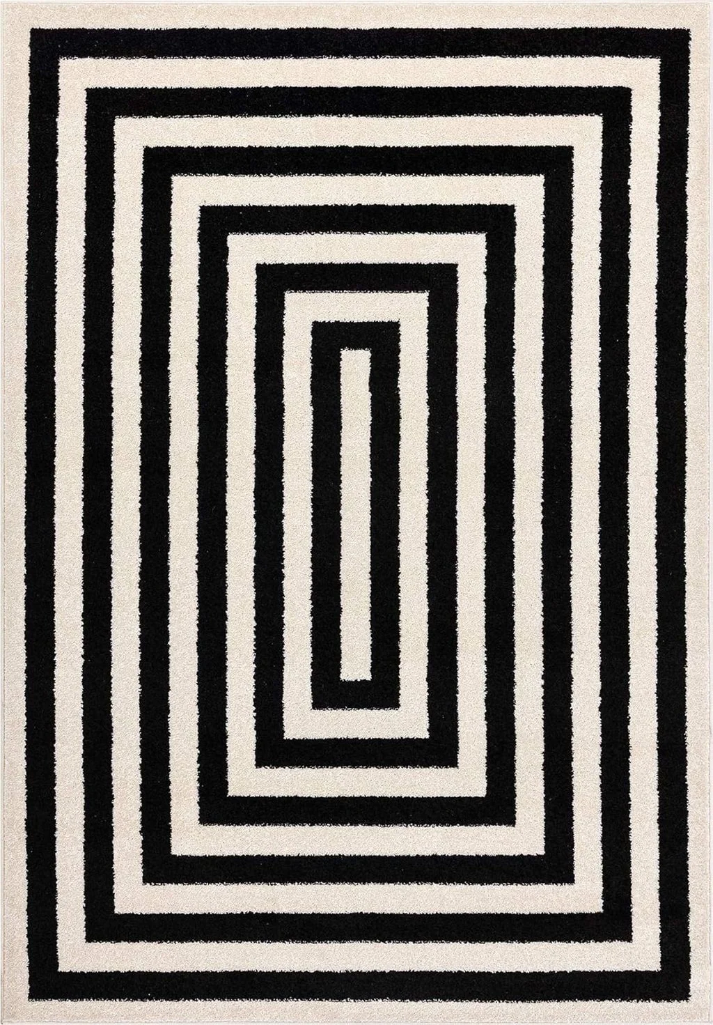 Abani Contemporary Black & Ivory 7'9" x 10'2" Area Rug, Contrasting Geometric Modern Stripe Symmetrical Living Room Carpet Rugs - 8′0″x10′0″