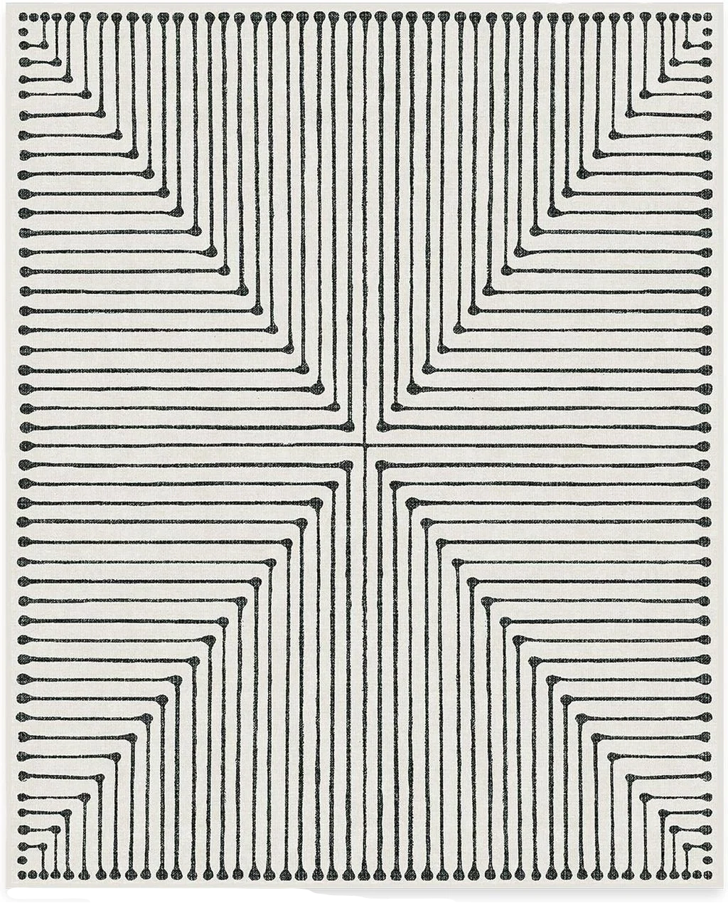 RUGGABLE x Jonathan Adler Washable Rug - Perfect Modern Area Rug for Living Room Bedroom Kitchen - Child Friendly - Stain & Water Resistant - Inkdrop Black & Ivory White 8'x10' (Standard Pad) - 8′0″x10′0″