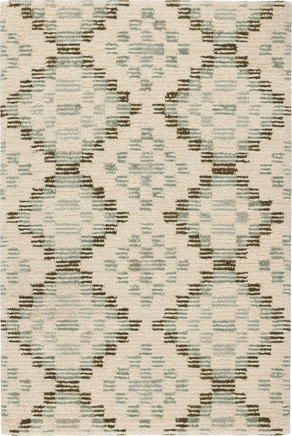 Dash & Albert Diamond Cove Hand Tufted Wool Rug, 8 X 10 Feet, Green/Sky Blue Geometric Pattern - 8′0″x10′0″