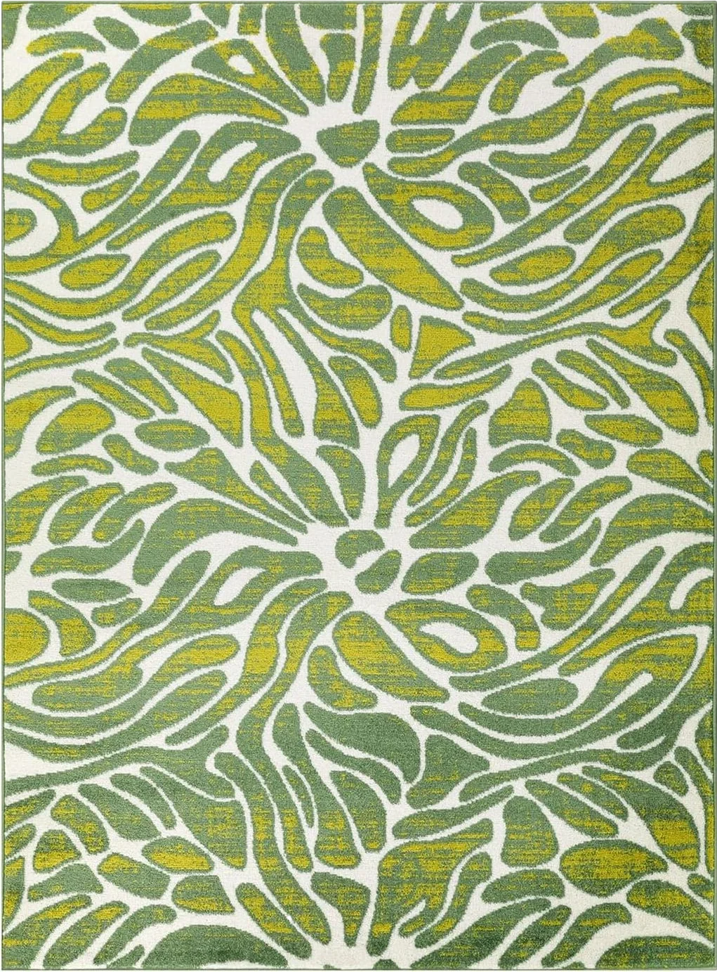 Antep Rugs Floral 5x7 Abstract Indoor Area Rug Siesta (Green White, 5'3" x 7') - 5′3″x7′0″