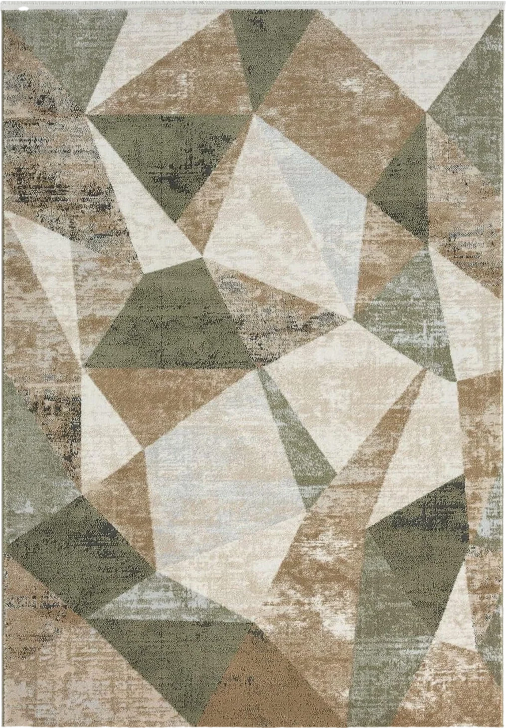 Abani Savoy Collection Area Rug - Green and Cream Geometric Design - 4'x6' - Easy to Clean - Durable for Kids and Pets - Non-Shedding - Medium Pile - Soft Feel - for Living Room, Bedroom, and Office - 4′0″x6′0″