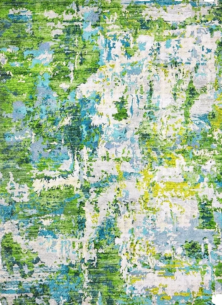 Area Rug Living Room Rugs - 8x10 Washable Large Modern Abstract Soft No Slip Indoor Rug Thin Floor Carpet for Bedroom Under Dining Table Home Office Decor - Green - 8′0″x10′0″