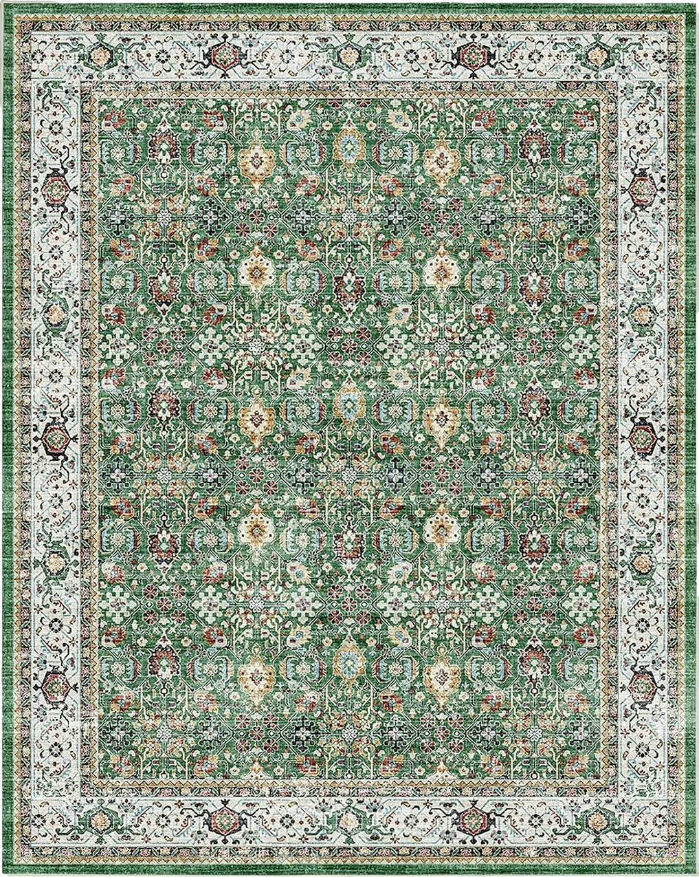 befbee 8x10 Area Rugs for Living Room- Ultra-Thin Stain Resistant Washable Rug, Non-Slip Backing Rugs, Large Room Decor Area Rug (Grass Green,8'x10') - 8′0″x10′0″