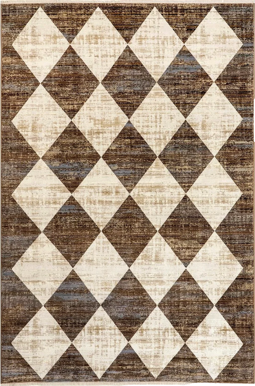 nuLOOM Meline Checkered Fringe Area Rug, 5x8, Beige - 5′0″x7′10″