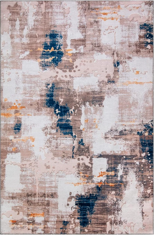 5x7 Abstract Area Rug in Blue & Beige - Indoor Accent Rugs for Living Room, Entryway, Bedroom, Modern Throw Rug, Non-Slip & Machine Washable, Colorful Bedside & Entryway Rugs with Unique Print Design - 5′1″x7′7″
