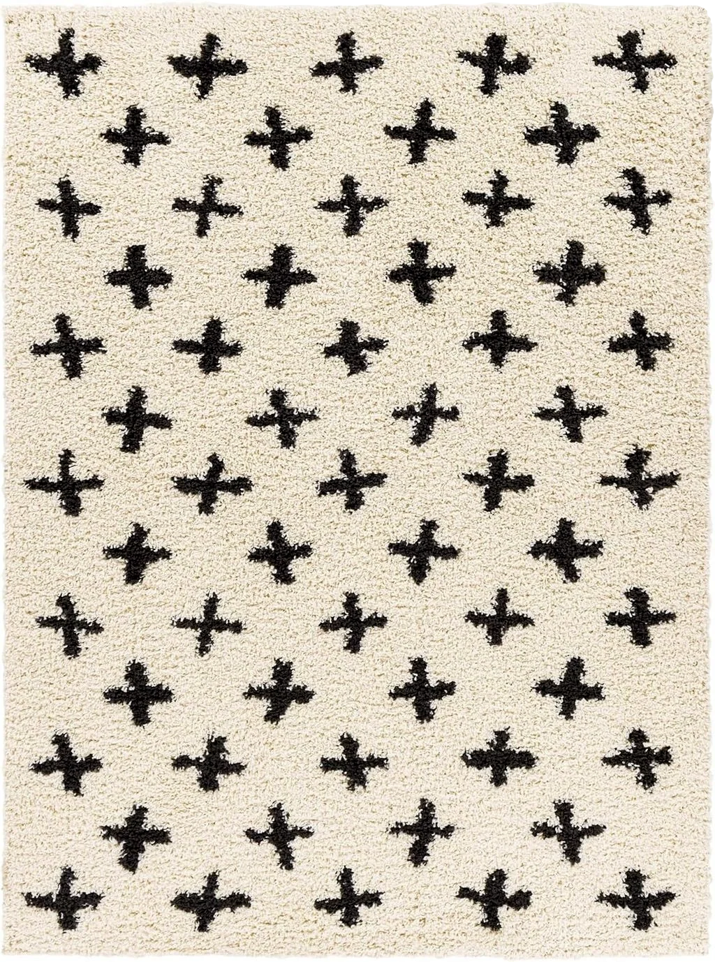 Artistic Weavers Moroccan Soft Mora Shag Area Rug,7'10" x 10', Cream/Charcoal - 7′0″x10′0″