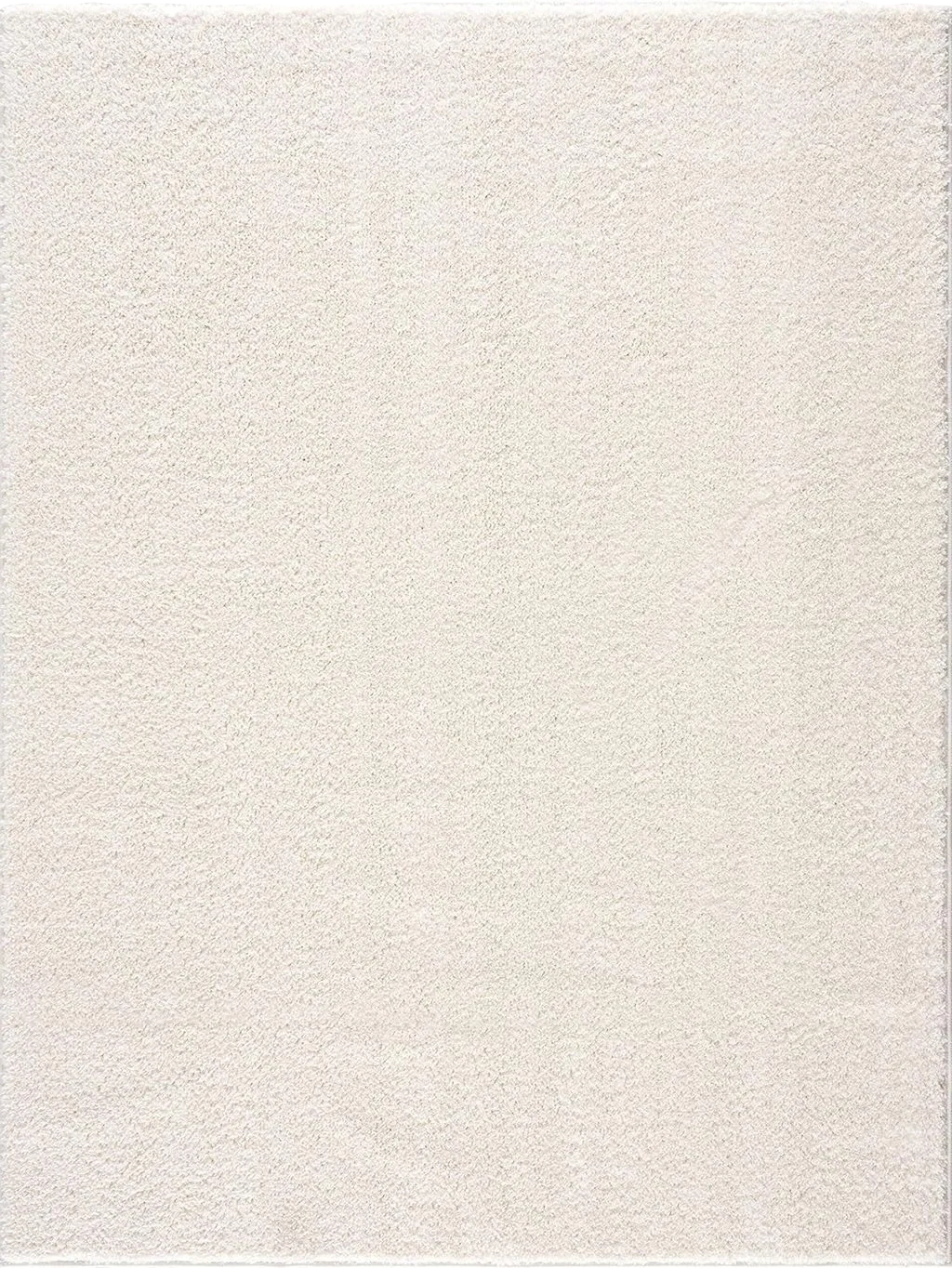 Hauteloom Machine Washable Solid Shag Rug - Judy Plain Living Room Bedroom Shaggy Area Rug - Fluffy Plush High Pile Carpet - White, Off White - 6'7" x 9' - 6′7″x9′0″
