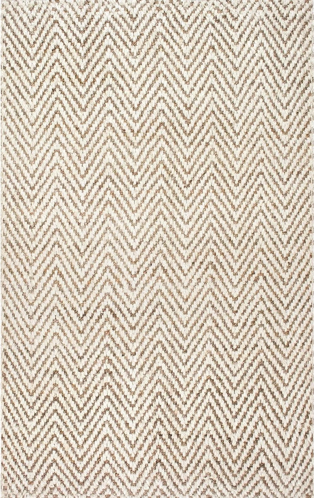 nuLOOM Vania Chevron Jute Area Rug, 10x13, Off-white - 9′6″x13′6″