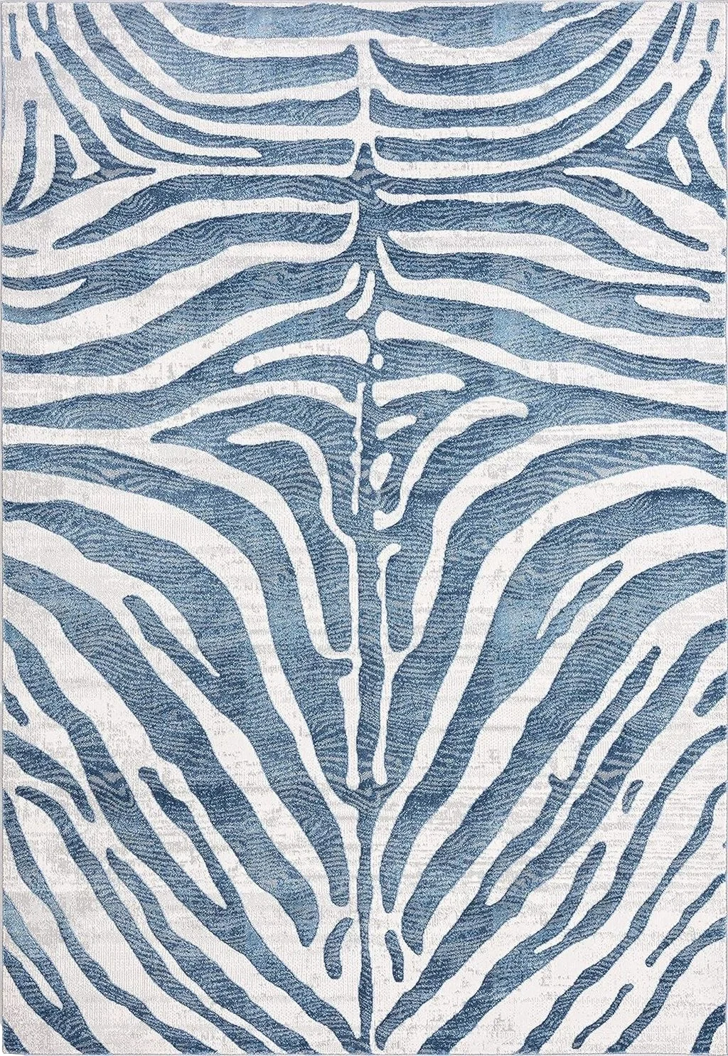 Abani Nova NOV170A Blue Grey Zebra Print Area Rug 6' x 9' - 6′0″x9′0″