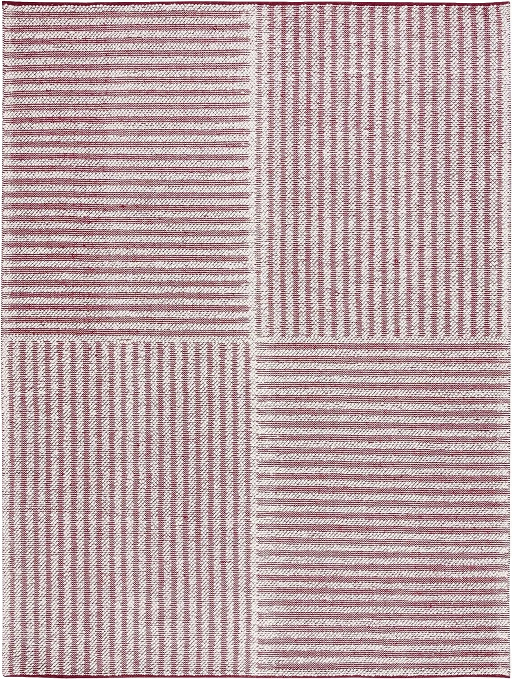 Safavieh Natura Collection Area Rug - 8' x 10', Ivory & Red, Handmade Modern Geometric Wool, Ideal for High Traffic Areas in Living Room, Bedroom (NAT227Q) - 8′0″x10′0″