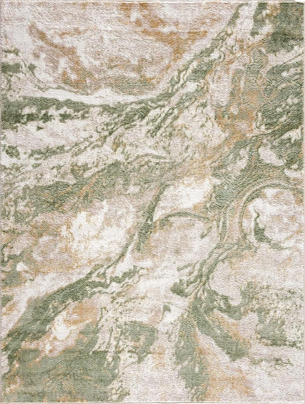 Liverpool Modern Abstract Bedroom Living Room Area Rug - Boho Carpet - Contemporary Bohemian Farmhouse - Green, Brown, Cream, Off White - 5'3" x 7' - 5′3″x7′0″