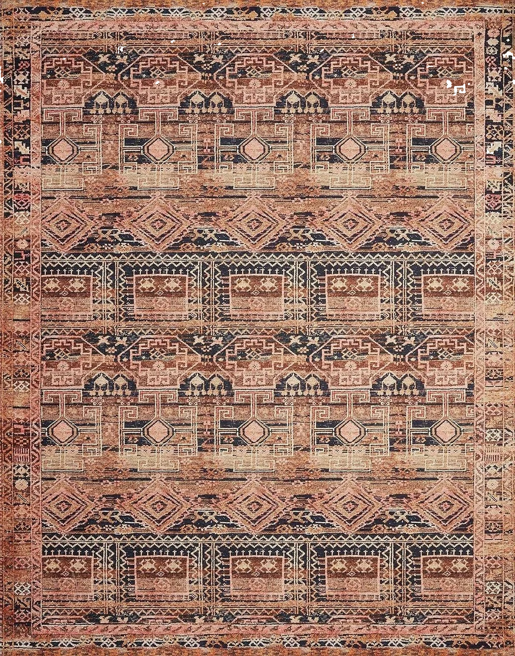 Loloi II Layla Collection LAY-14 Mocha/Blush, Traditional 5'-0" x 7'-6" Area Rug - 5′0″x7′6″