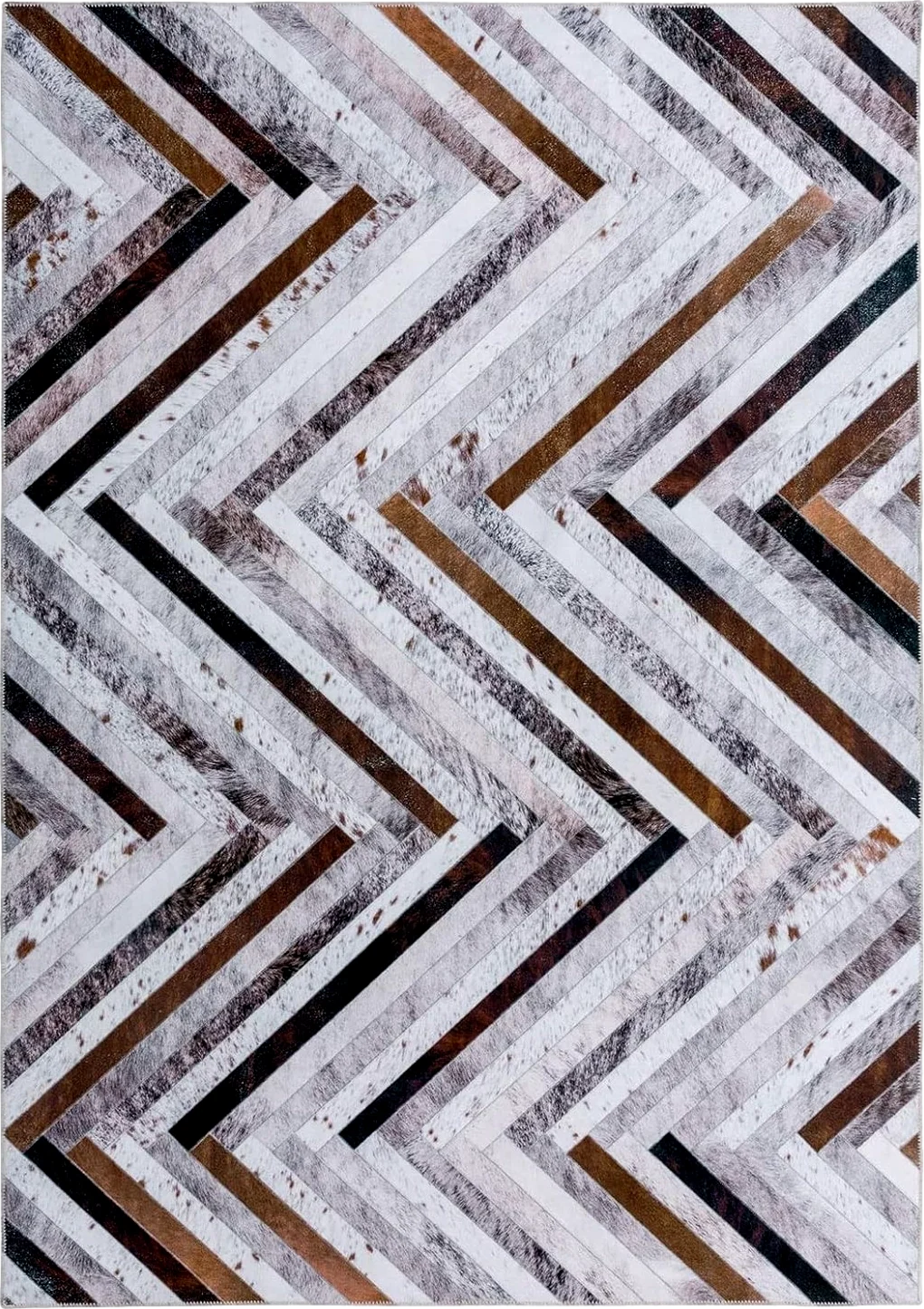 DECOMALL Coronado 8x10ft Area Rugs, Modern Geometric Faux Cowhide Patchwork Rug, Machine Washable Non Slip Carpet for Living Room Bedroom Dinning Room,8x10ft Multi - 8′0″x10′0″