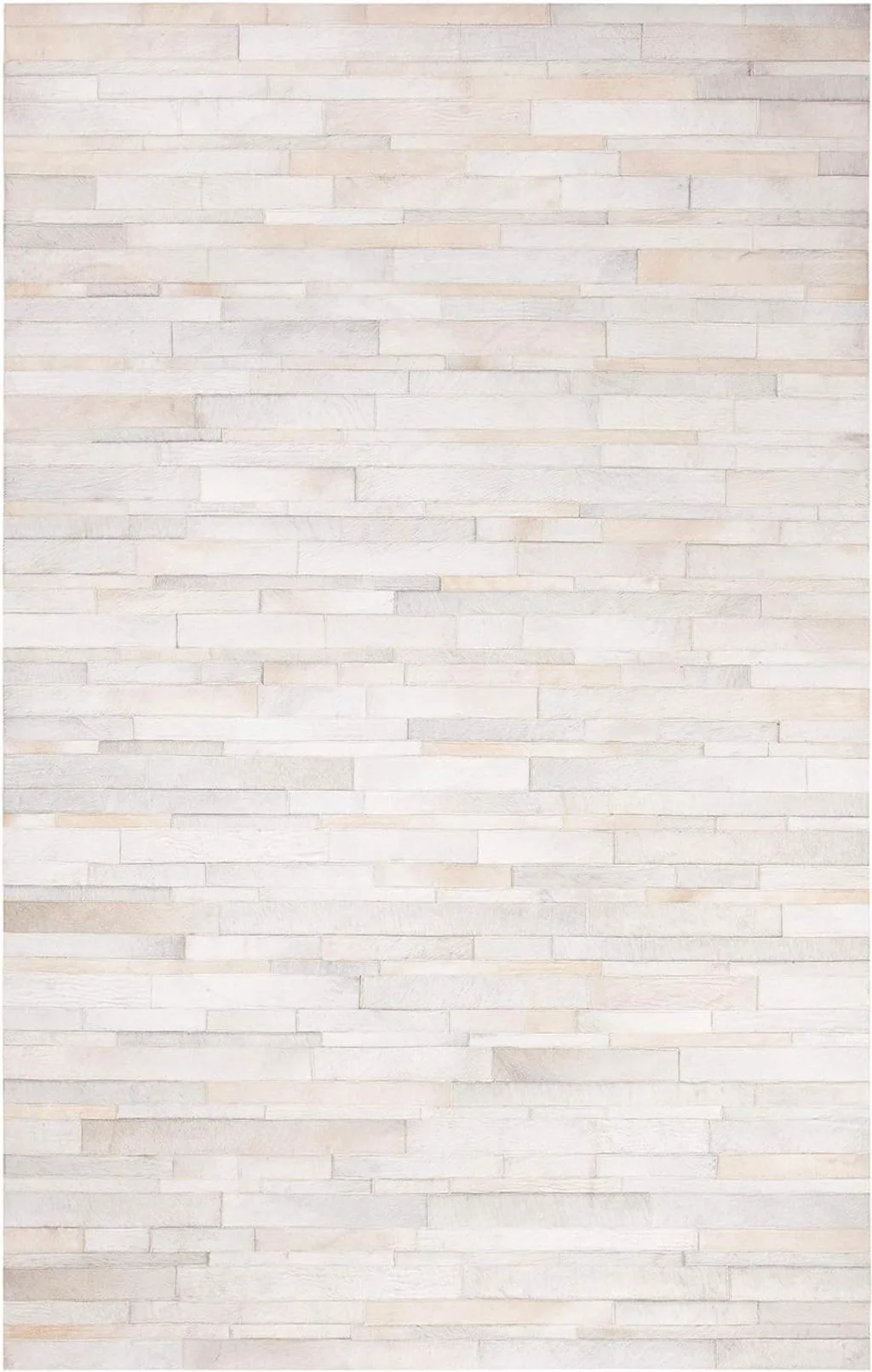 SAFAVIEH Studio Leather Collection 5' x 8' Ivory / Light Grey STL804A Handmade Mid-Century Modern Leather Area Rug - 5′0″x8′0″