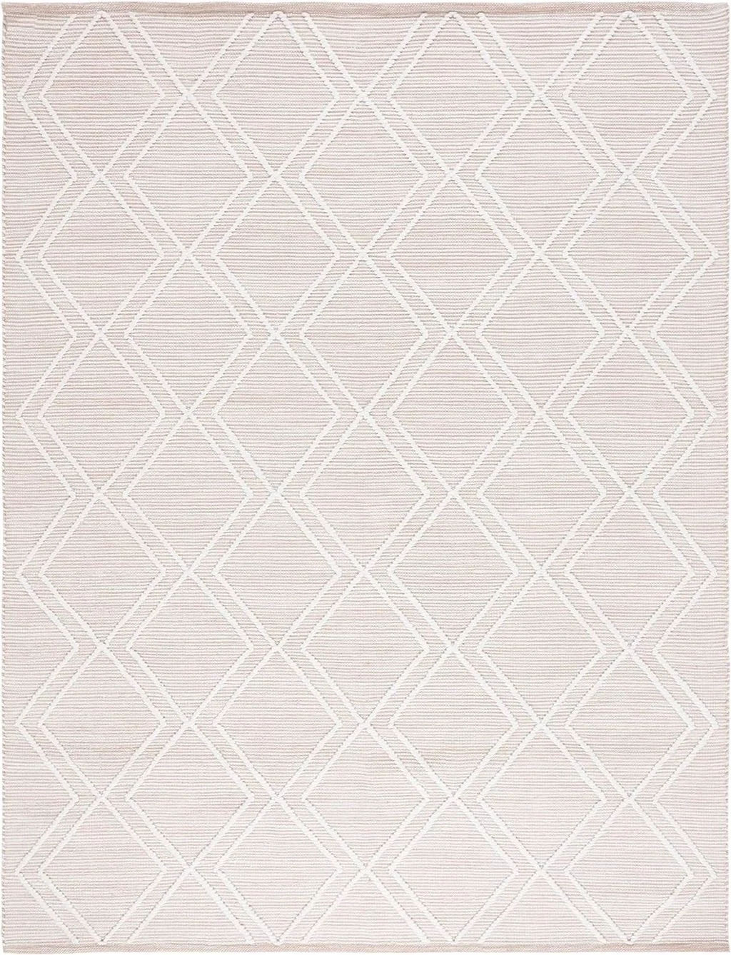 Safavieh Kilim Collection Area Rug - 8' x 10', Natural & Ivory, Handmade Rustic Boho Diamond, Ideal for High Traffic Areas in Living Room, Bedroom (KLM449A) - 8′0″x10′0″