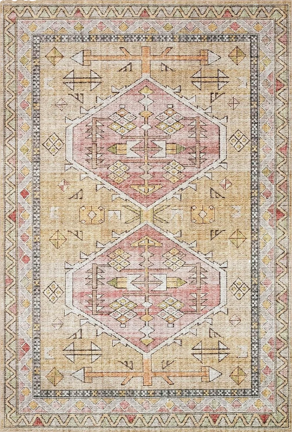 Loloi II Skye Collection SKY-04 GOLD / BLUSH, Traditional 9'-0" x 12'-0" Area Rug - 9′0″x12′0″