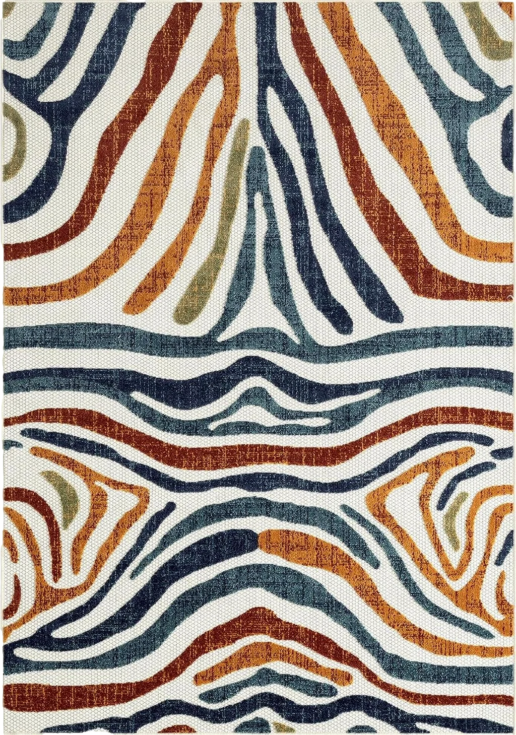 Abani Colorful Contemporary Zebra Print Area Rug Rugs - Multicolor Non-Shed 5'3" x 7'6" (5x8) Animal Pattern Blue & Brown Indoor/Outdoor Rug - 5′2″x7′6″