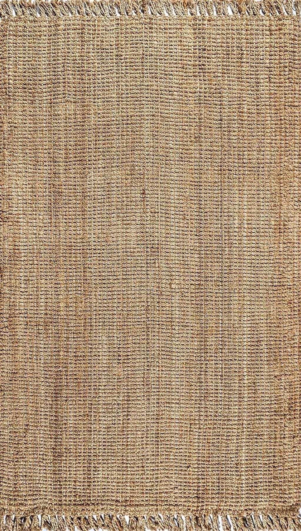 JONATHAN Y NRF103A-5 para Hand Woven Chunky Jute with Fringe Area-Rug, Bohemian, for Bedroom, Kitchen, Living Room,5 X 8,Natural - 5′0″x5′0″