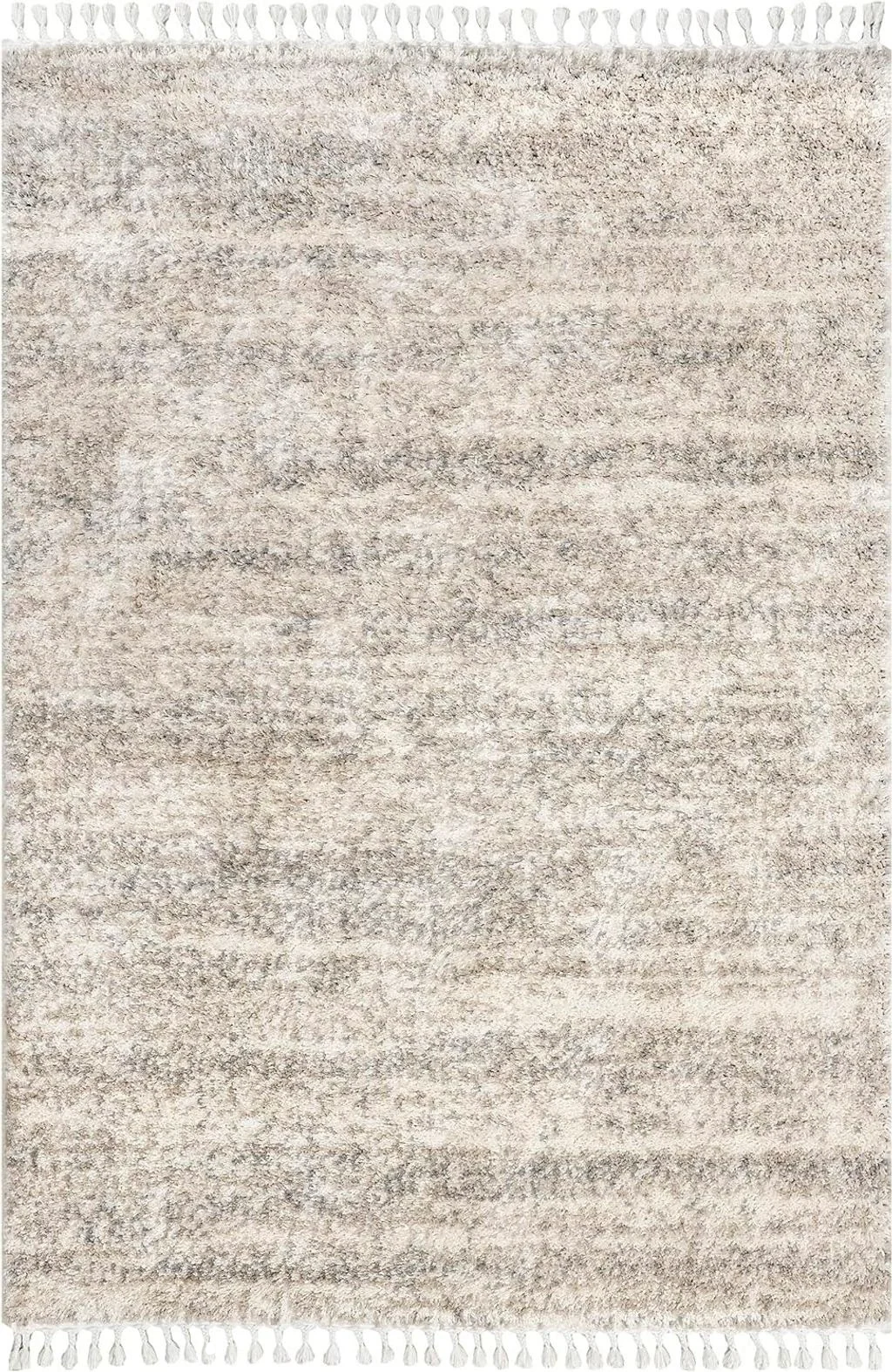 nuLOOM Brooke Shag Tasseled Area Rug, 5' 3" x 7' 7", Ivory - 5′3″x7′7″