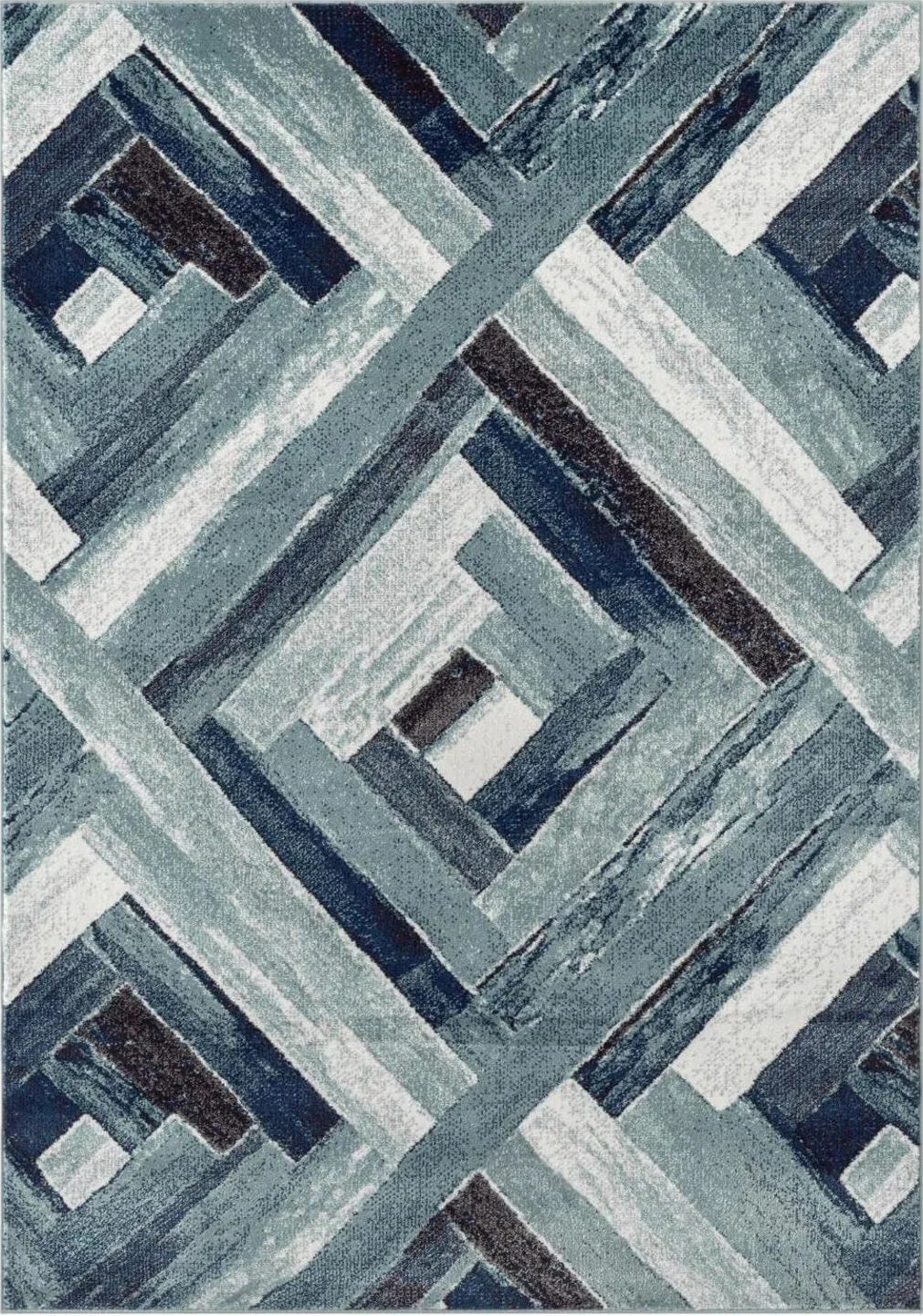 LUXE WEAVERS Modern Abstract Wood Carpet Geometric Blue 8x10 Area Rug - 7′7″x10′0″