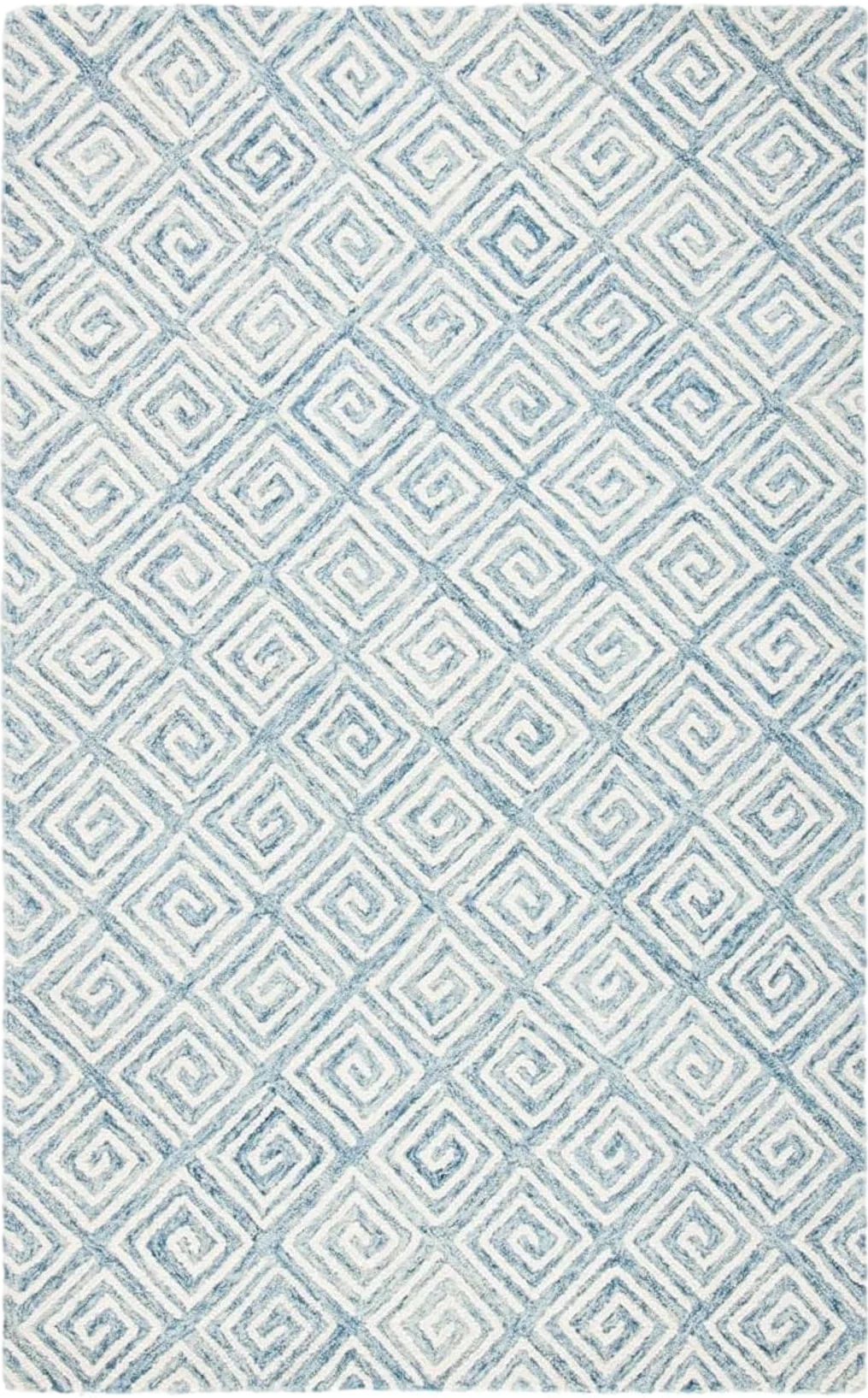 Safavieh Metro Collection Area Rug - 6' Round, Light Blue & Ivory, Handmade Wool, Ideal for High Traffic Areas in Living Room, Bedroom (MET455L) - 6′0″x6′0″