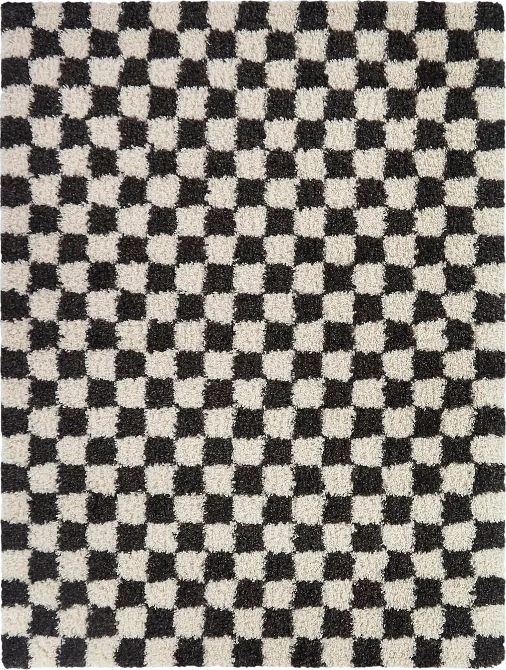 Balta Rugs Oslo Checkered Shag Rug, Black, 5' 3" x 7' - 5′3″x7′0″