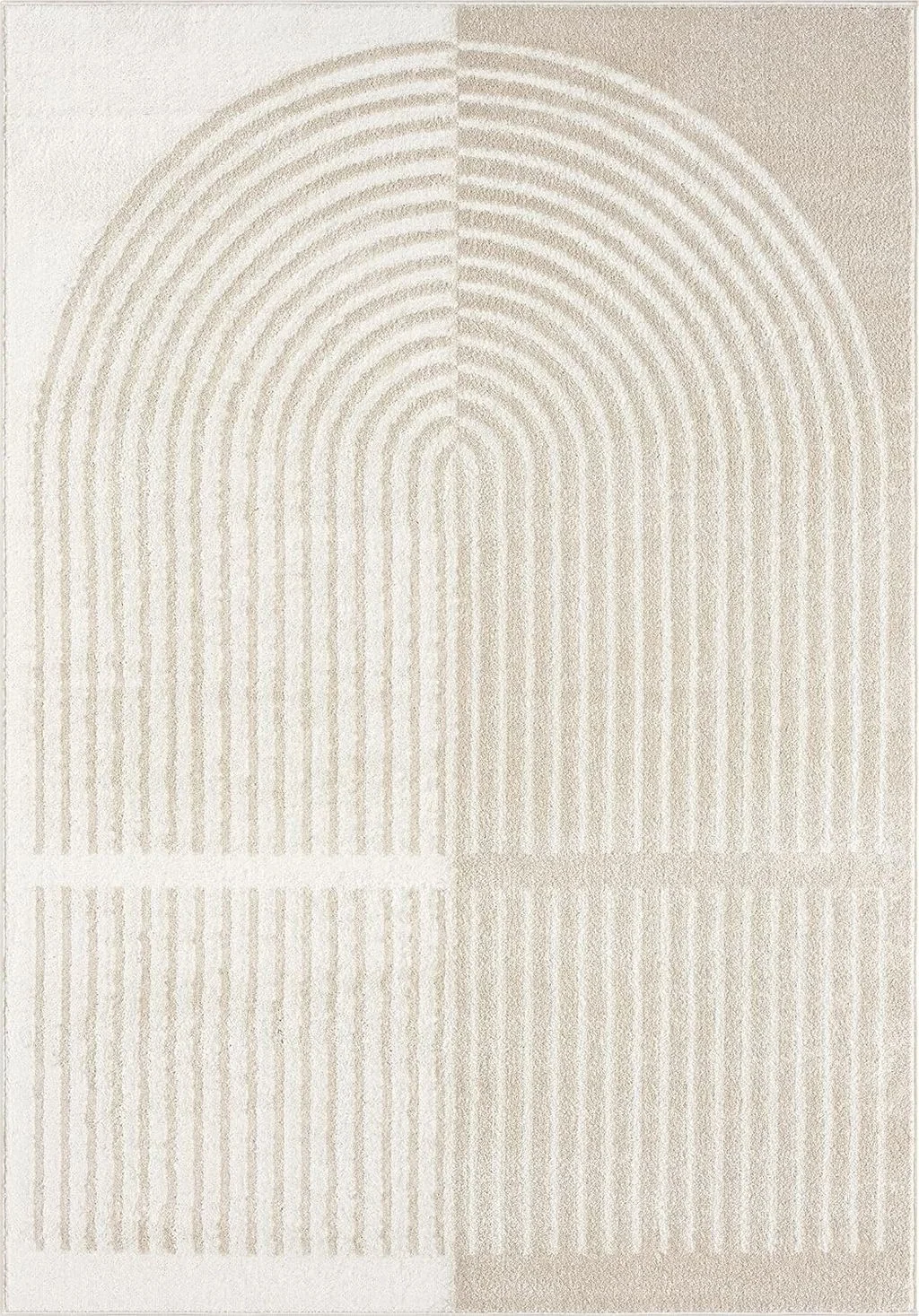 Abani Nuevo Collection Area Rug - Modern Arch Beige/Cream Pattern -7'9" x 10'2" - Easy to Clean - Non-Shedding - Medium Pile - Soft Feel - for Living Room, Bedroom & Office - 8′0″x10′0″