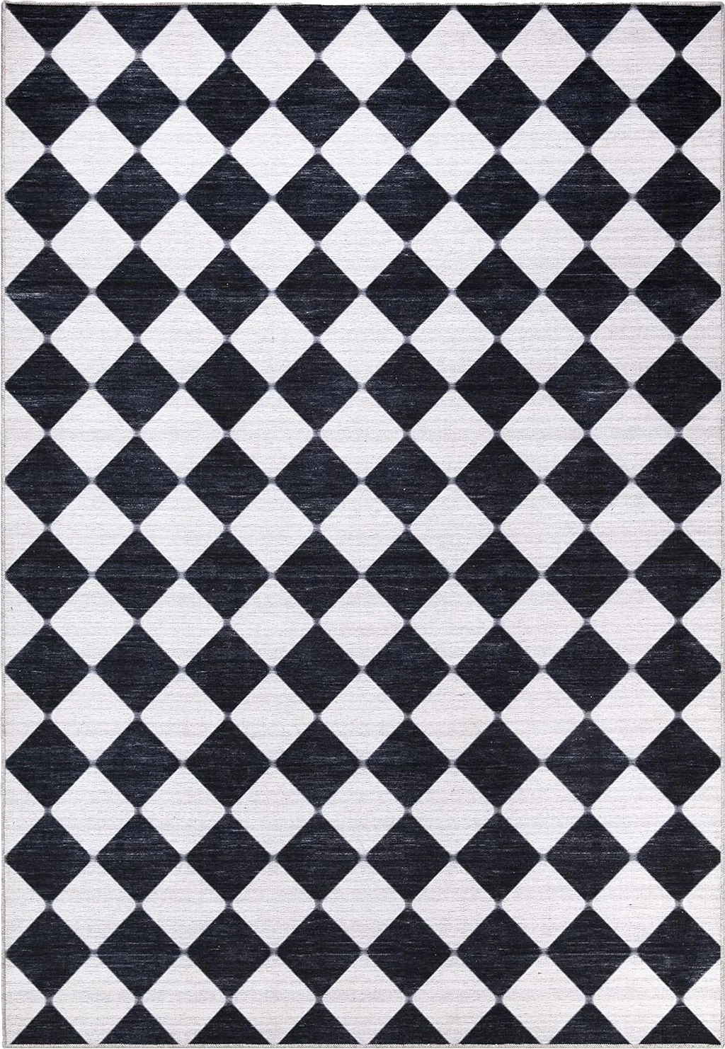 Abani Rectangular Area Rugs 8' x 10' Cream Black Checkered Diamond Machine Washable, Stain Resistant and Non-Shedding Polypropylene Large Rugs Modern Design - 8′0″x10′0″