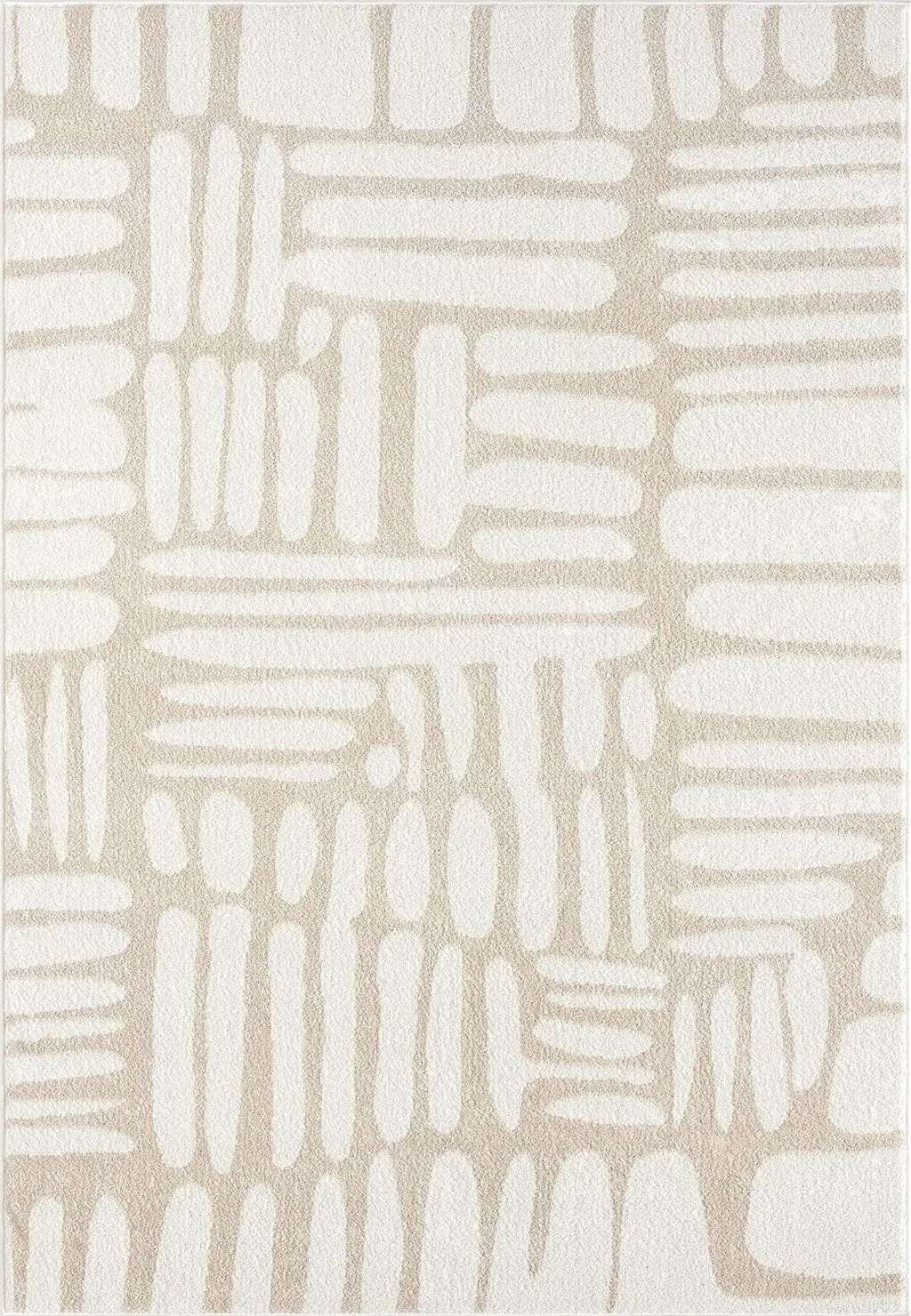 Abani Nuevo Collection Area Rug - Neutral Beige/Cream Abstract Design - 4'x6' - Easy to Clean - Durable for Kids & Pets - Non-Shedding - Medium Pile - Soft Feel - for Living Room, Bedroom & Office - 4′0″x6′0″