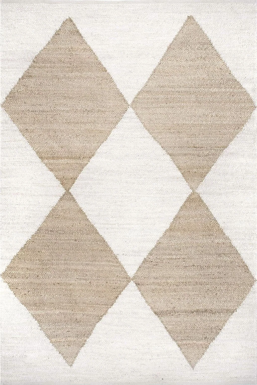 nuLOOM Pandora Diamond Jute Area Rug, 8x10, Ivory - 8′0″x10′0″