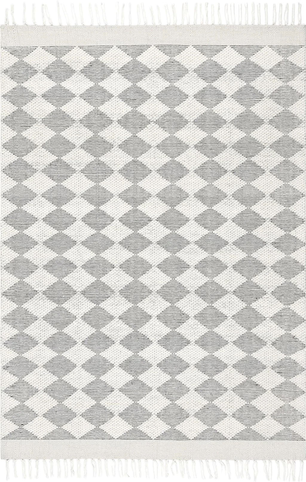 Rugs USA x Arvin Olano Fractal Diamond Wool Area Rug, 4' x 6', Grey - 4′0″x6′0″