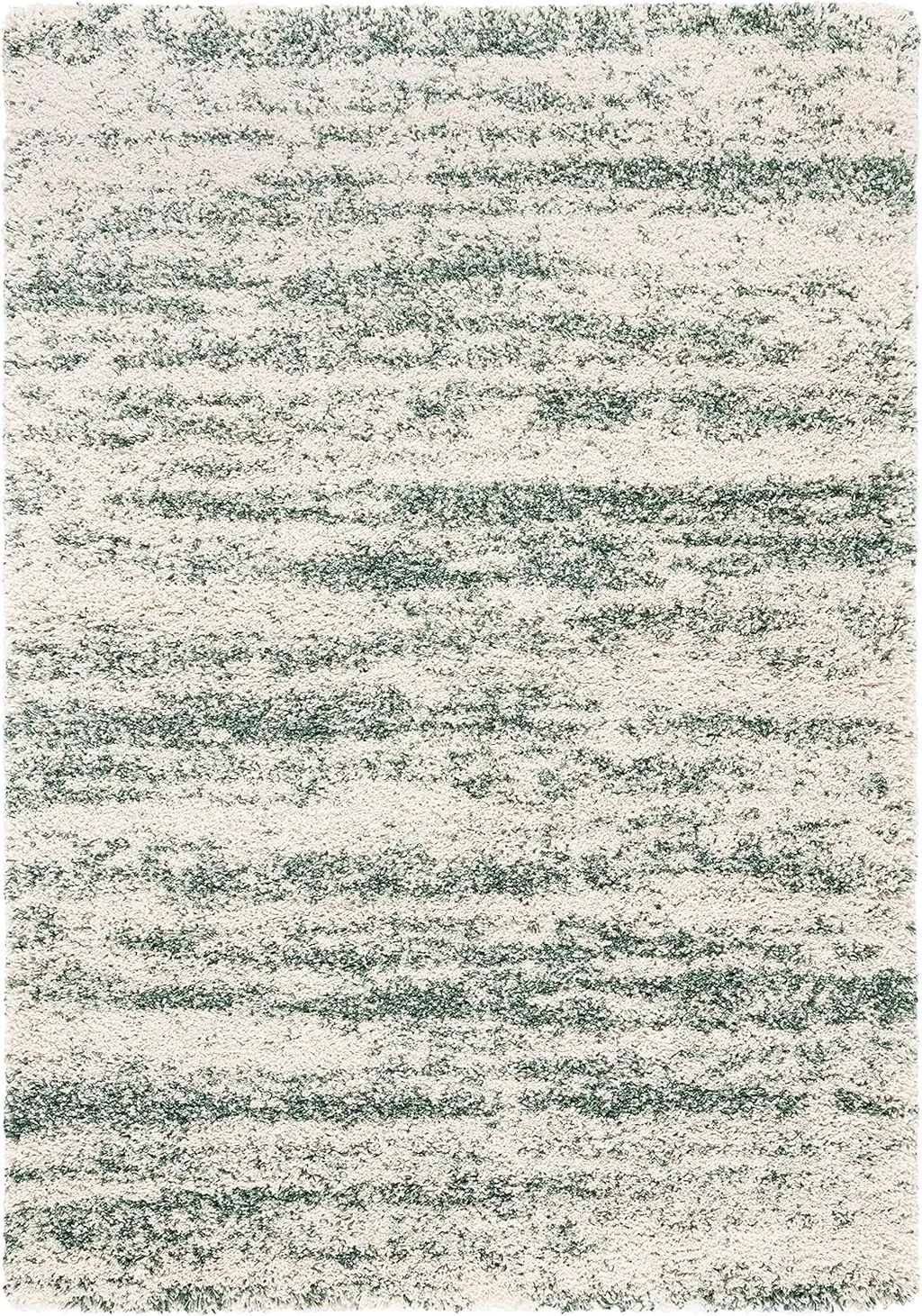 SAFAVIEH Hudson Shag Collection Area Rug - 6' x 9', Ivory & Green, Modern Design, Non-Shedding & Easy Care, 2-inch Thick Ideal for High Traffic Areas in Living Room, Bedroom (SGH206Y) - 6′0″x9′0″