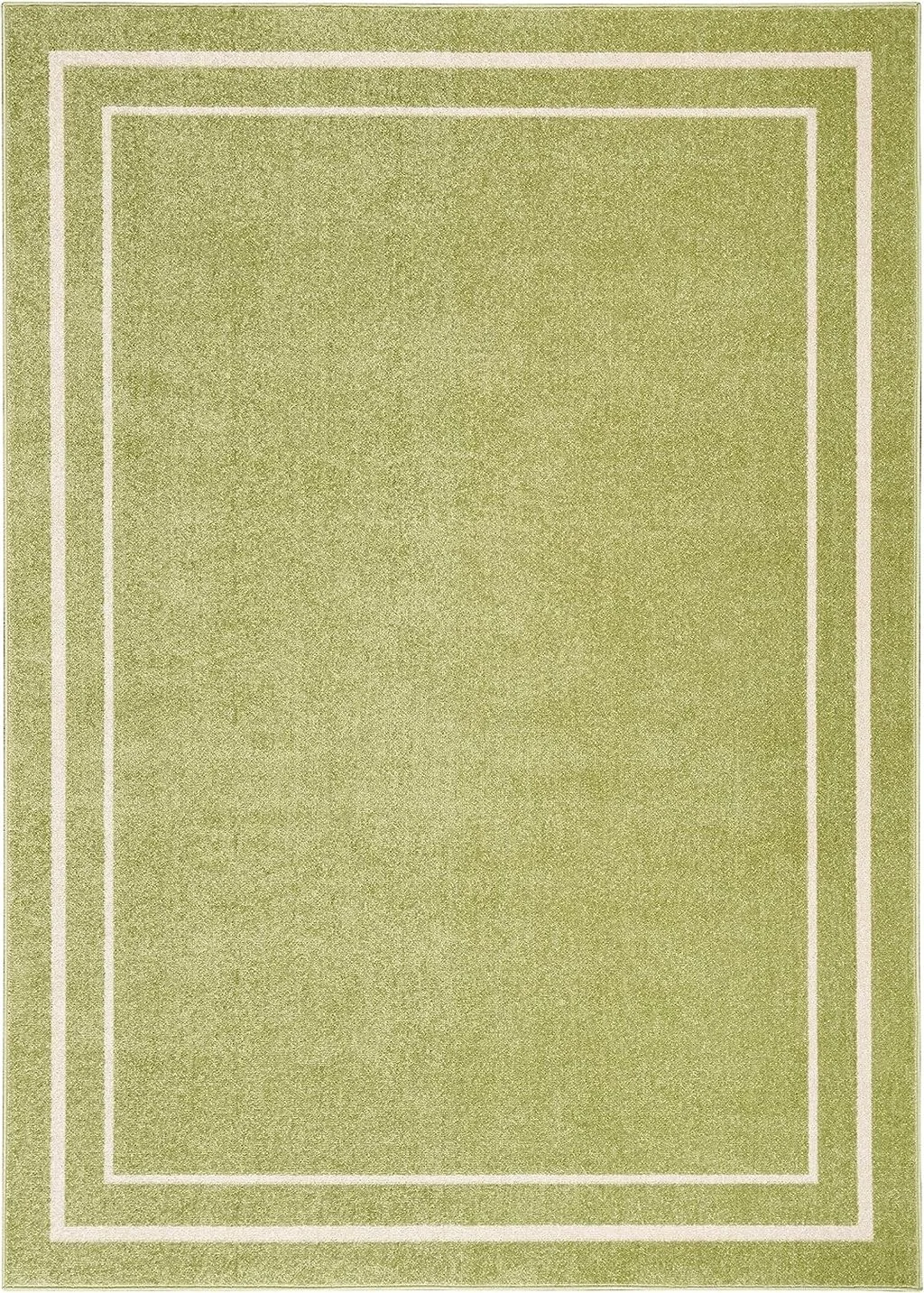 Nourison Essentials Indoor/Outdoor Green Ivory 6' x 9' Area -Rug, Easy -Cleaning, Non Shedding, Bed Room, Living Room, Dining Room, Backyard, Deck, Patio (6x9) - 6′0″x9′0″