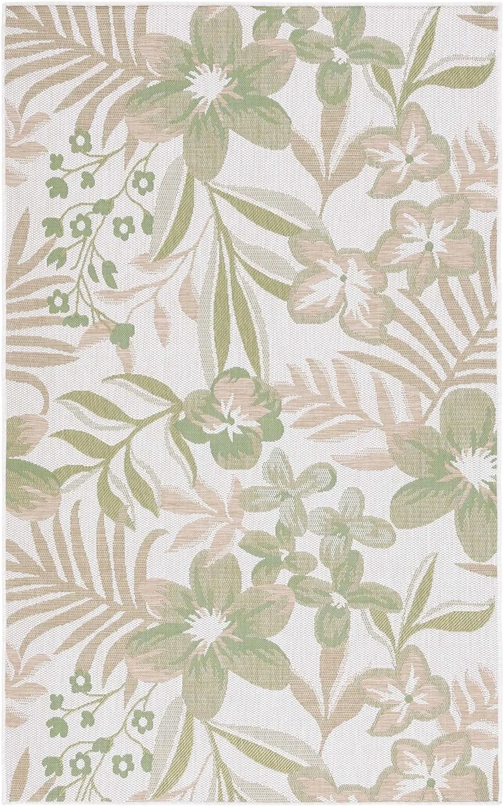 Safavieh Courtyard Collection Area Rug - 6'7" x 9'6", Ivory & Green, Non-Shedding & Easy Care, Indoor/Outdoor & Washable-Ideal for Patio, Backyard, Mudroom (CY9433-52745) - 6′8″x9′7″