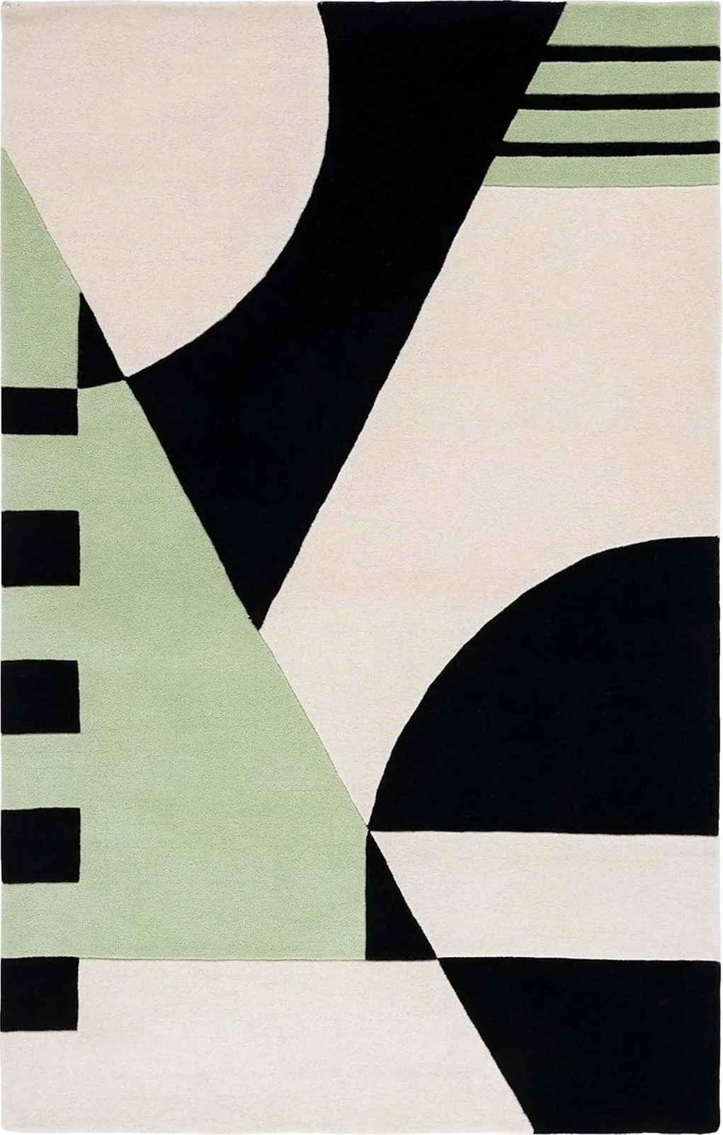Safavieh Rodeo Drive Collection Area Rug - 6' x 9', Black & Green, Handmade Mid-Century Modern Abstract Wool, Ideal for High Traffic Areas in Living Room, Bedroom (RD863Z) - 6′0″x9′0″