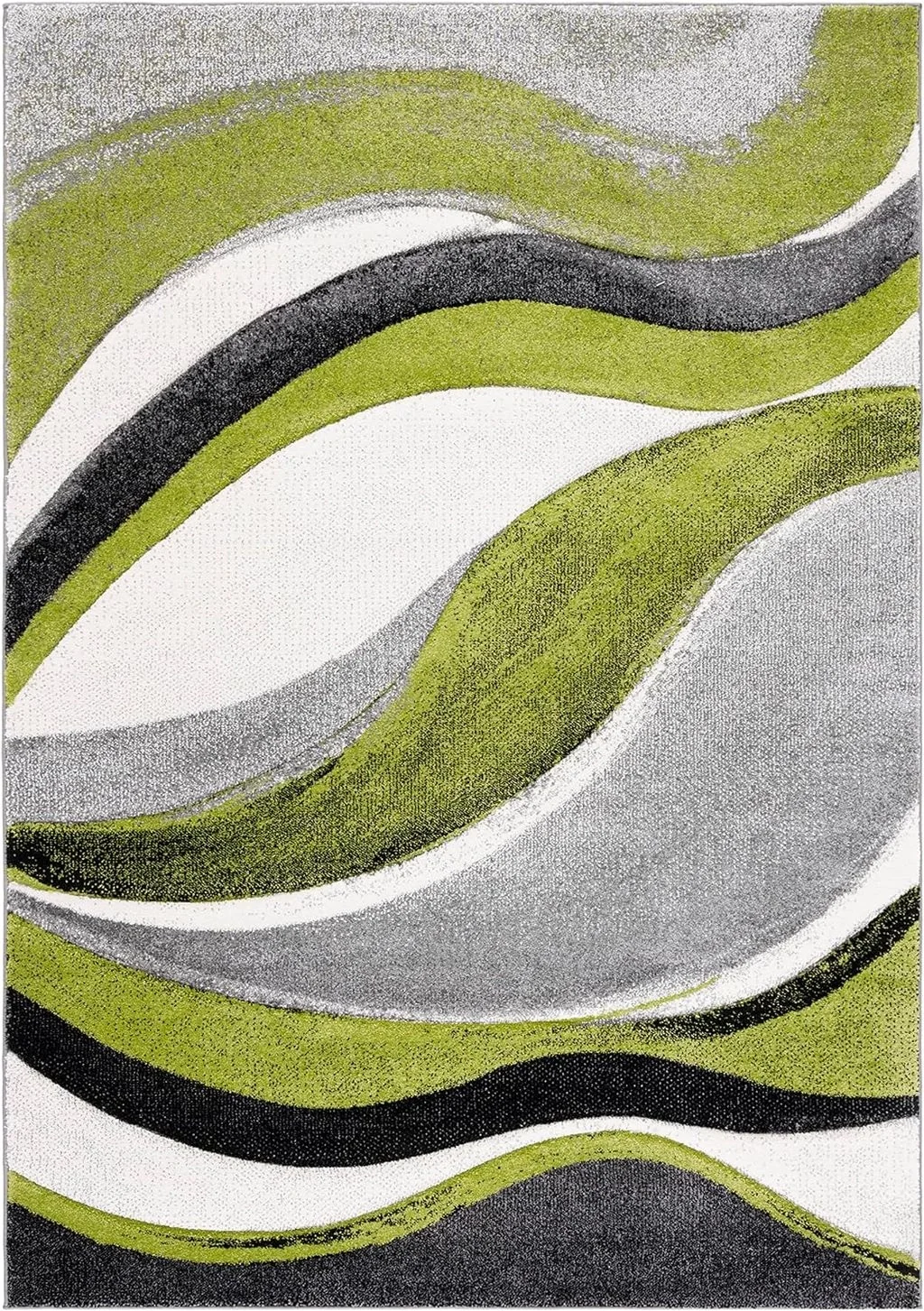 Safavieh Hollywood Collection Area Rug - 6'7" x 9', Grey & Green, Mid-Century Modern Abstract Design, Non-Shedding & Easy Care, Ideal for High Traffic Areas in Living Room, Bedroom (HLW766Y) - 6′7″x9′0″