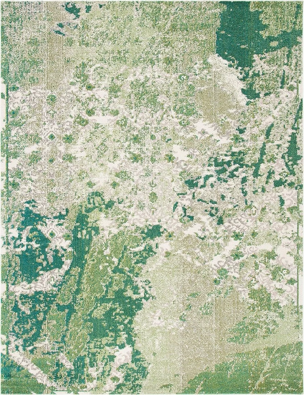 SAFAVIEH Madison Collection Area Rug - 8' x 10', Green & Ivory, Modern Abstract Design, Non-Shedding & Easy Care, Ideal for High Traffic Areas in Living Room, Bedroom (MAD499Y) - 8′0″x10′0″