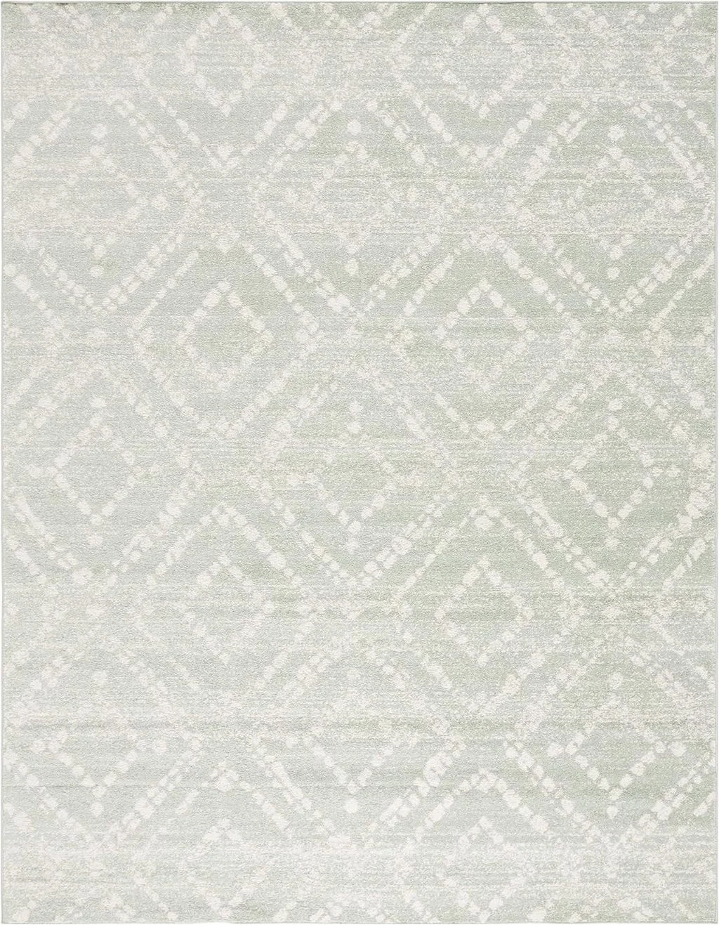 SAFAVIEH Adirondack Collection Area Rug - 9' x 12', Green & Ivory, Modern Diamond Distressed Design, Non-Shedding & Easy Care, Ideal for High Traffic Areas in Living Room, Bedroom (ADR131Y) - 9′0″x12′0″