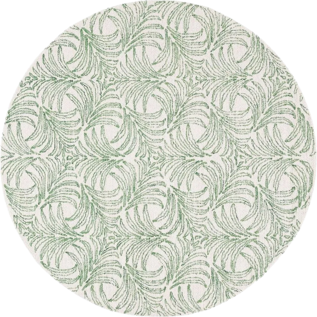 MARTHA STEWART Safavieh Collection by SAFAVIEH 6' x 6' Round Ivory/Green MSR3528Y Handmade Contemporary Area Rug - 6′0″x6′0″