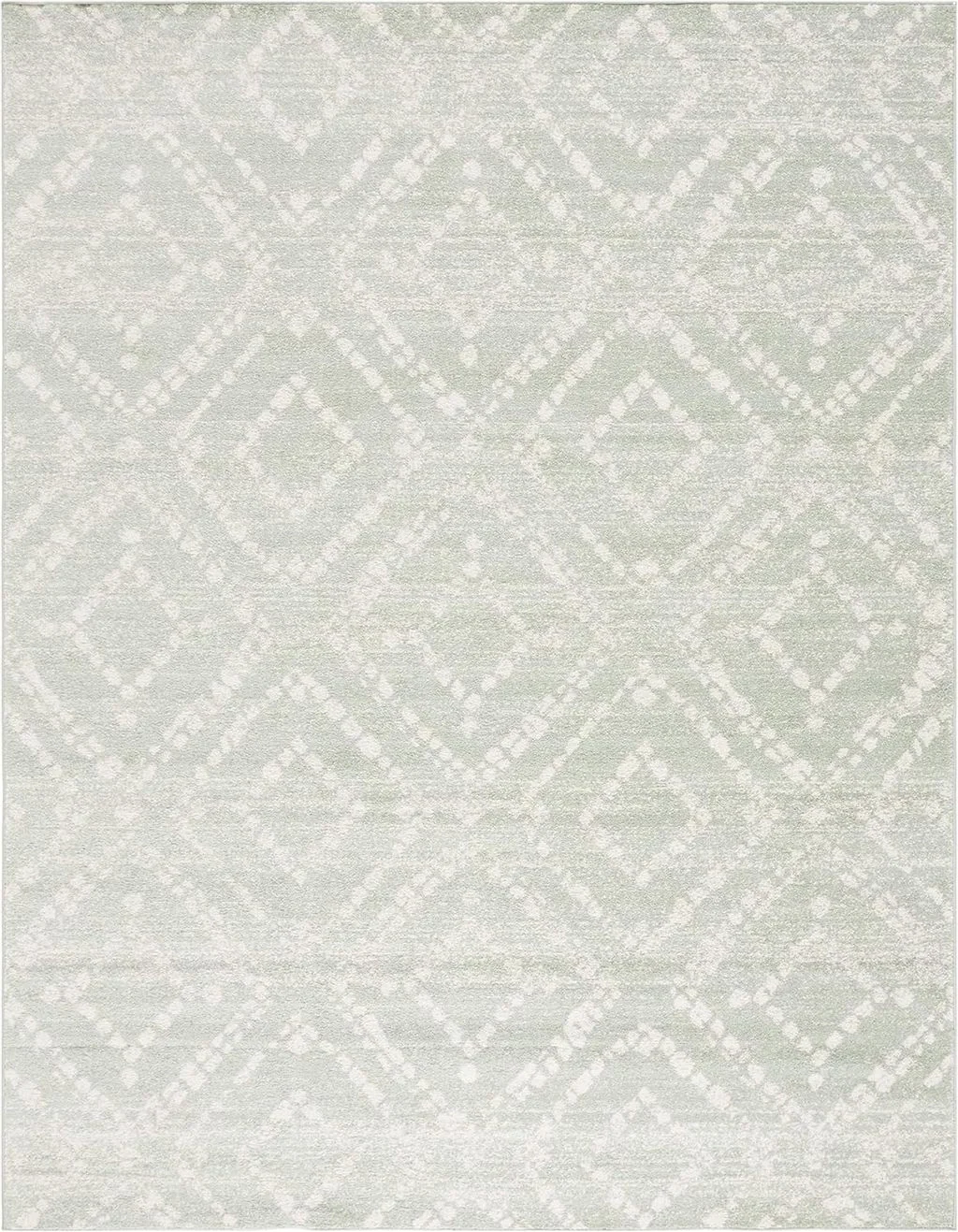 SAFAVIEH Adirondack Collection Area Rug - 6' x 9', Green & Ivory, Modern Diamond Distressed Design, Non-Shedding & Easy Care, Ideal for High Traffic Areas in Living Room, Bedroom (ADR131Y) - 6′0″x9′0″