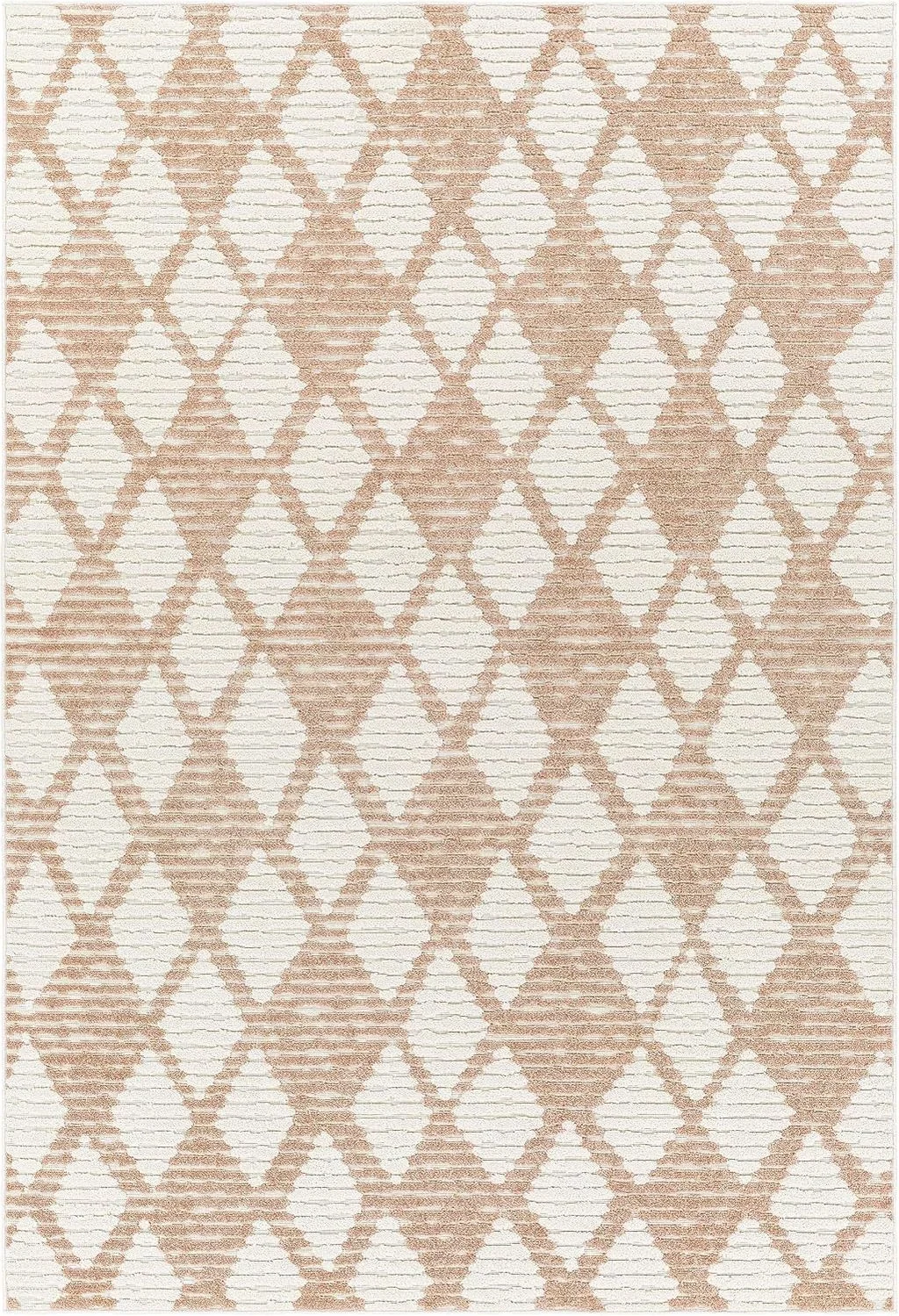 Mark&Day Outdoor Rugs, 6x9 Kalopanagio Modern Pale Pink Indoor/Outdoor Area Rug, Pink Ivory Carpet for Patio, Porch, Deck, Bedroom, Living Room or Kitchen (6'7" x 9') - 6′7″x9′0″