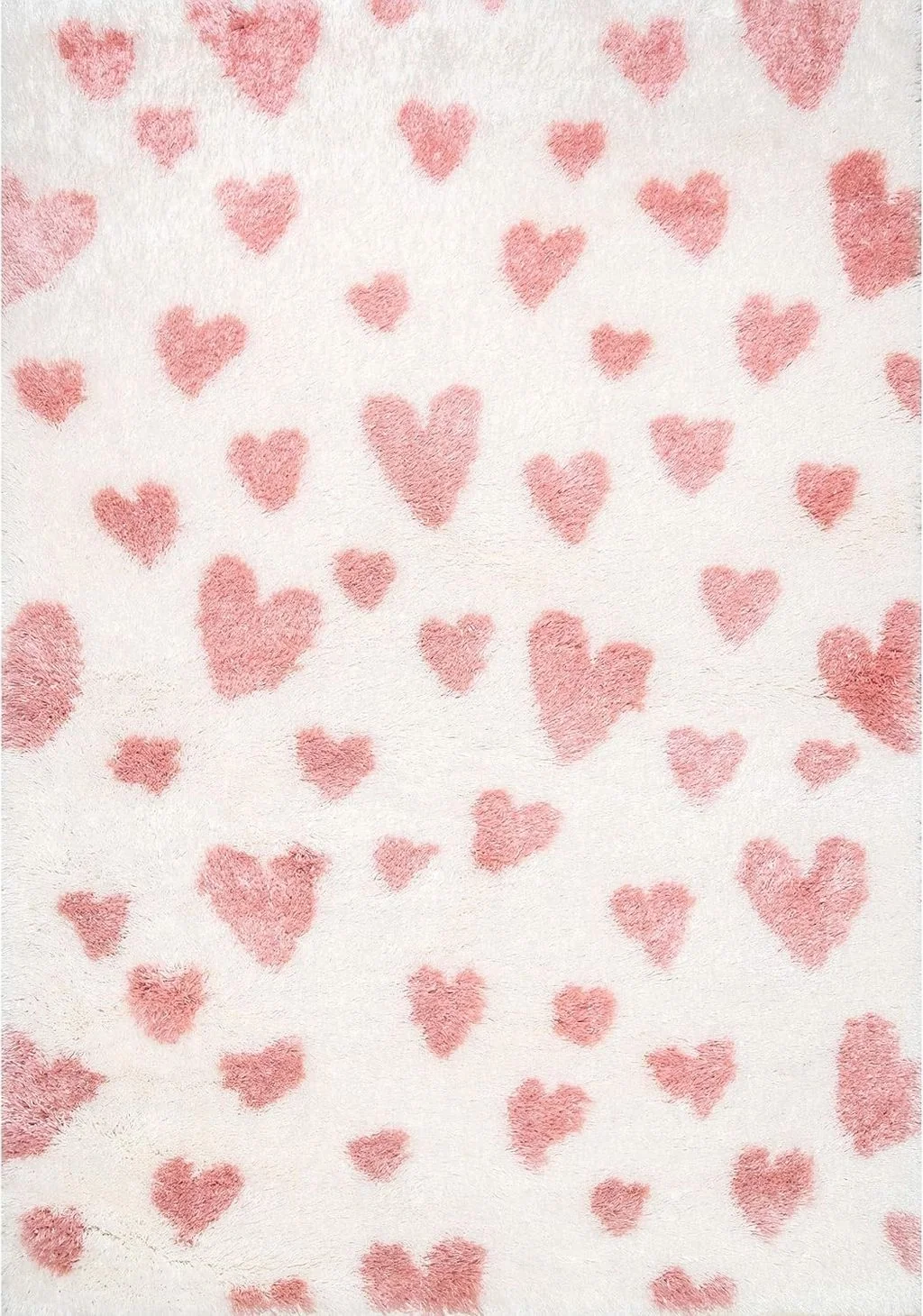 nuLOOM Alison Heart Shag Area Rug, 7x9, Pink - 7′0″x9′0″